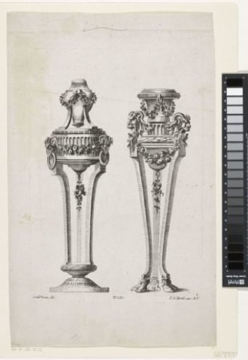 Two pedestals with vases