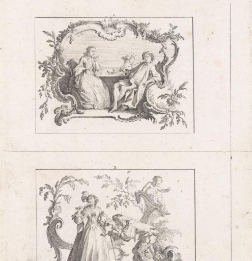 Four Scenes with Men and Women Smoking Pipes
