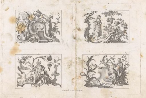 Four scenes with men smoking pipes