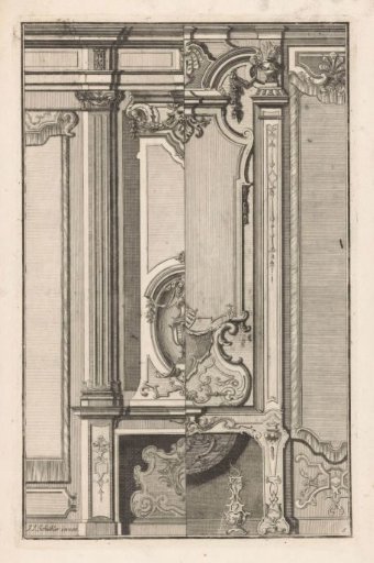 Chimney piece with vase in a cartouche