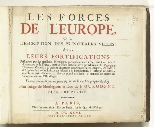 Title page for the first part of the print work: Nicolas de Fer, Les forces de l'Europe, 1696