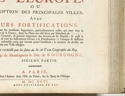 Title page of the sixth part of the print work: Nicolas de Fer, Les forces de l'Europe, 1696