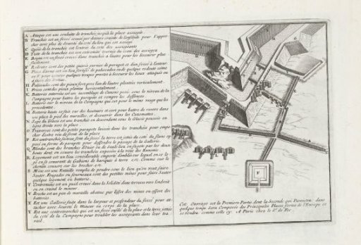 Eighth plate with text and trenches at a bastion, 1693