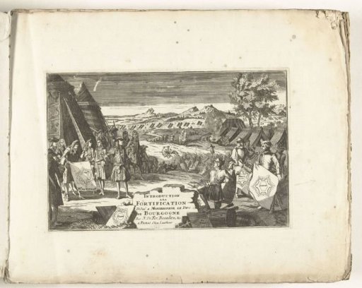 Title print for the print work: Les Forces de l'Europe, Asie, Afrique et Amerique (part 1), ca. 1702