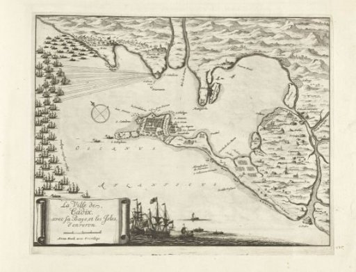 Map of the battle for Cadiz, 1702