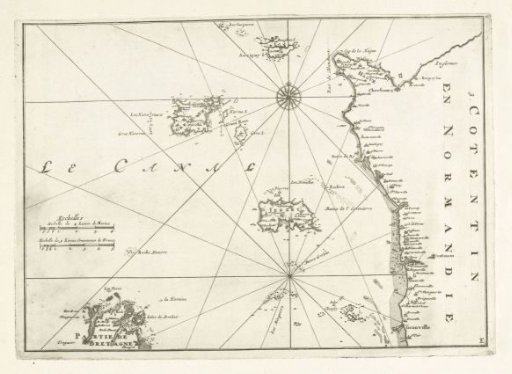 Map of the French coast between Cherbourg and Granville, ca. 1702