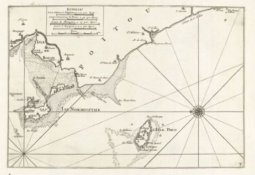 Map of the French western coast near Île de Noirmoutier, ca. 1702