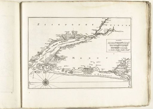 Map of the French western coast with the mouths of the Garonne and Dordogne, ca. 1702