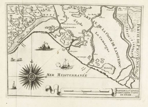 Map of the southern coast of France near Montpellier, ca. 1702