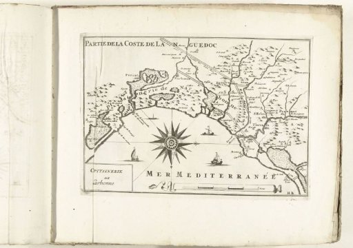 Map of the southern coast of France near Narbonne, ca. 1702