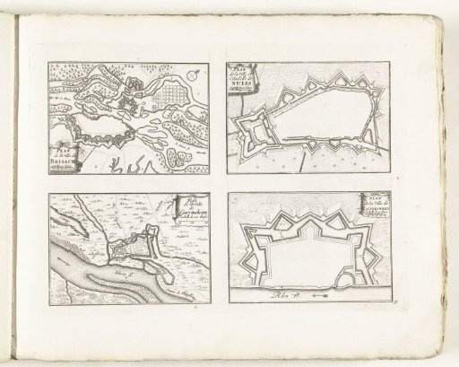 Maps of Breisach, Neuss, Germersheim and Kaiserswerth, ca. 1702