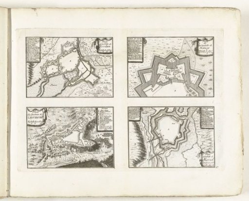 Maps of Verdun, Nancy, Clermont-Ferrand and Marsal, ca. 1702