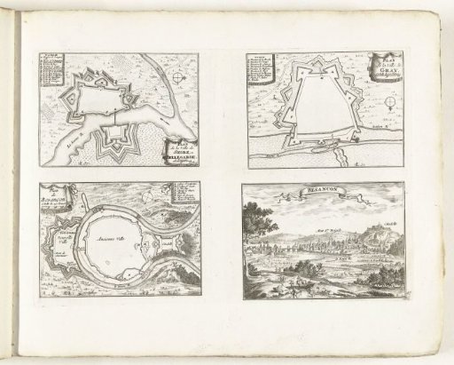 Maps of Seurre, Gray and Besançon, ca. 1702