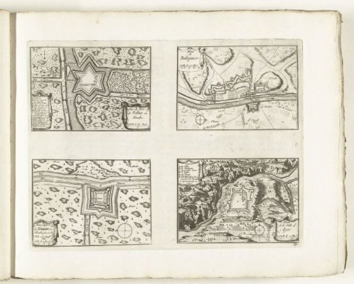 Maps of the forts Rebus, Balaguier, Henuin and Ager, ca. 1702