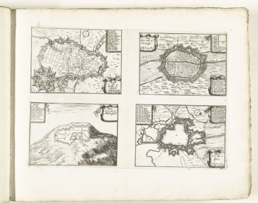 Maps of Lille, Douai, Montcassel and Ypres, ca. 1702