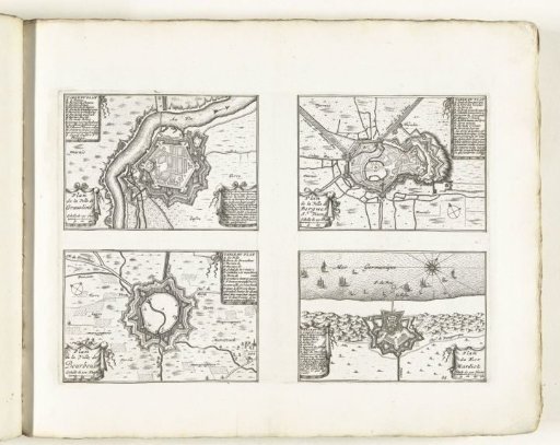 Maps of Gravelines, Bergues, Bourbourg and Mardijk, ca. 1702