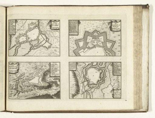 Plans of Verdun, Nancy, Clermont-Ferrand and Marsal, 1726