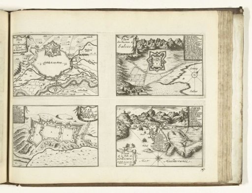 Plans of Perpignan, Salces, Mont-Louis and Collioure, 1726