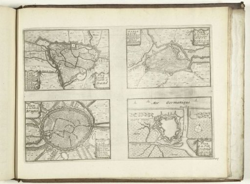 Plans of Ghent, Aalst, Bruges, and Ostend, 1726