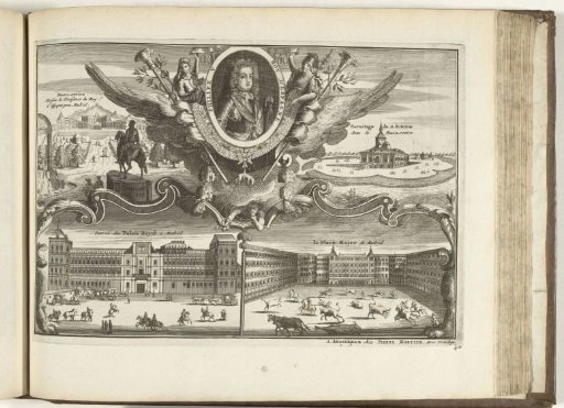 Royal Palace in Madrid and portrait of King Philip V, 1726