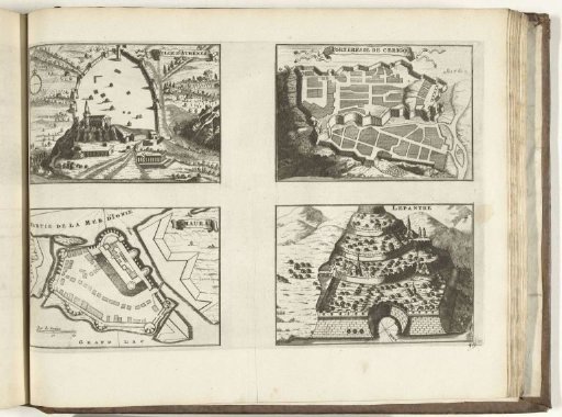 Plans and views of Athens, Cerigo, Santa Maura, and Lepanto, 1726