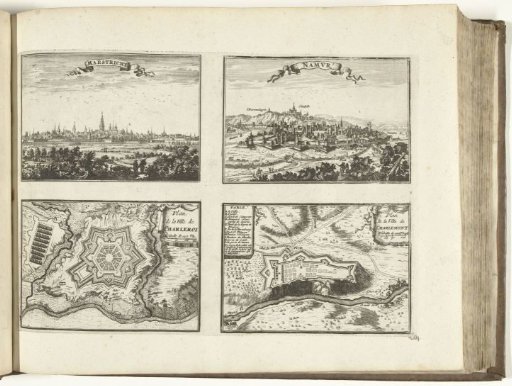 Views and maps of Maastricht, Namur, Charleroi and Fort Charlemont, 1726
