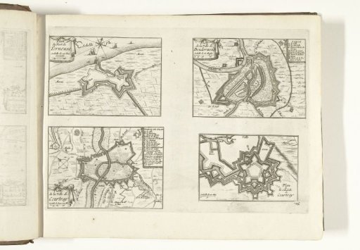 Maps of Terneuzen, Dendermonde, Kortrijk and the citadel of Kortrijk, 1726