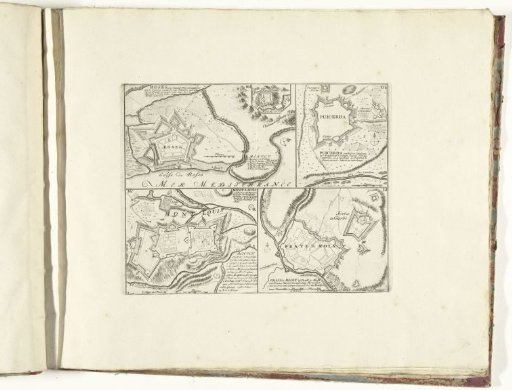 Four maps of cities in Catalonia and Southern France, ca. 1701-1713
