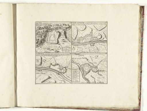 Four maps of cities in Catalonia, ca. 1701-1713