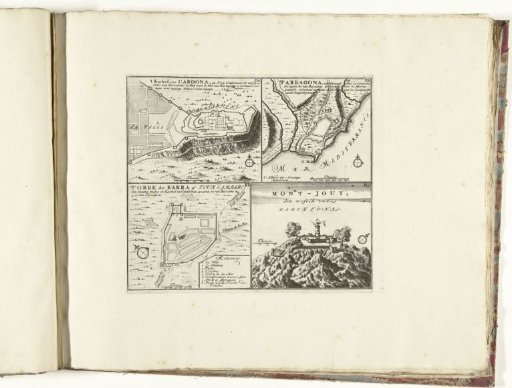 Four maps of cities in Catalonia, ca. 1701-1713