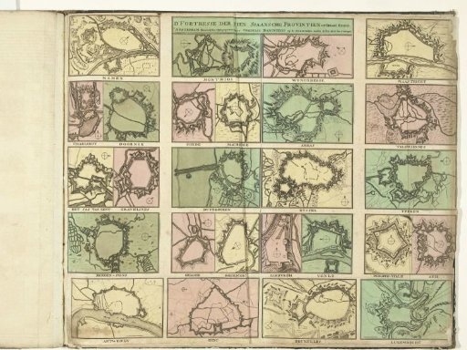Schouwburg van den oorlog: sheet with plans of fortresses, ca. 1700-1710