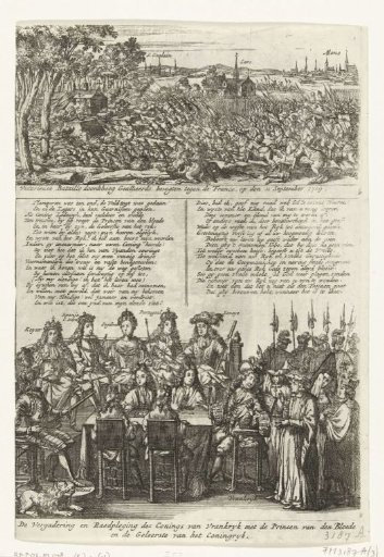 Front side of a sheet with two scenes from the year 1709