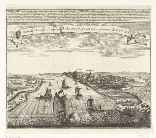View of Nijmegen with the planned fortifications designed by Menno van Coehoorn, 1702