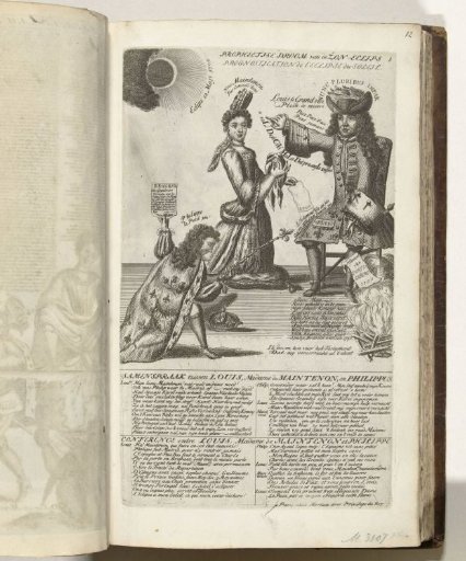 Madame de Maintenon and Philip V kneeling before Louis XIV, 1706