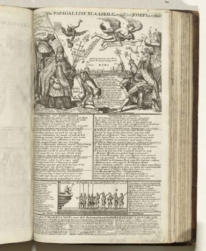 Emperor Joseph I facing Pope Clement XI and King Louis XIV, 1708