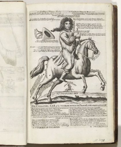 Satirical print on the fleeing Colonel Sar, 1705