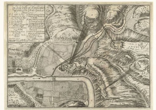 Map of the Bombardment and Capture of Huy, 1703