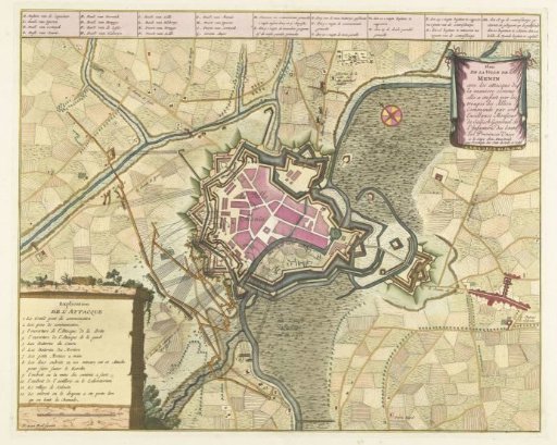 Map of the Siege of Menen, 1706