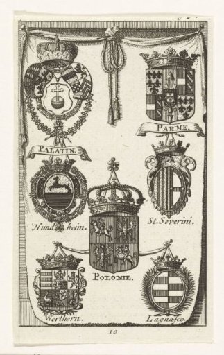 Arms of the plenipotentiaries of the Palatinate, Parma and Poland at the peace negotiations at Utrecht (no. 10), 1712-1713