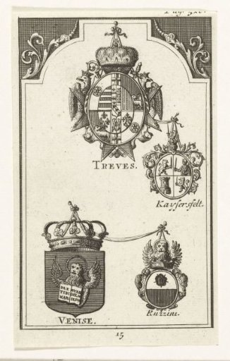 Arms of the plenipotentiaries of Trier and Venice at the peace negotiations at Utrecht (no. 15), 1712-1713