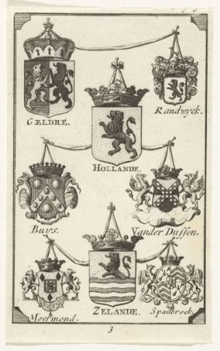 Arms of the plenipotentiaries of Holland, Zeeland and Gelderland at the peace negotiations at Utrecht (no. 3), 1712-1713