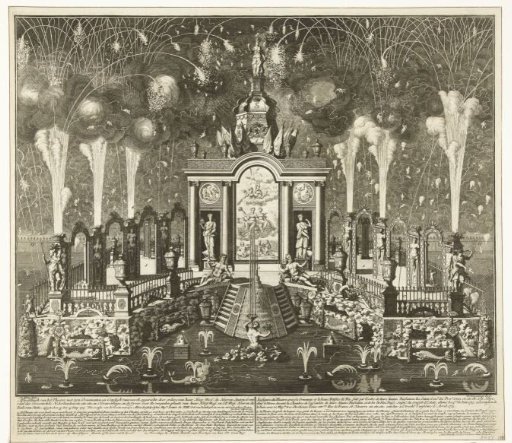 Fireworks at the celebration of the Peace of Utrecht, 1713