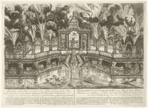 Fireworks at the celebration of the Peace of Utrecht, 1713
