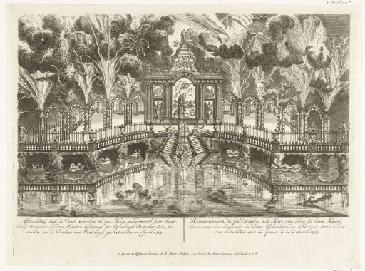 Fireworks at the celebration of the Peace of Utrecht, 1713