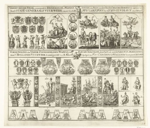 Decorations for the fireworks at the celebration of the Peace of Utrecht, 1713