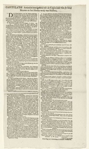 Articles of capitulation drawn up for the surrender of the city of Menen, 1706