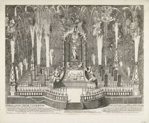 Fireworks at the Celebration of the Peace of Utrecht in Leeuwarden, 1713