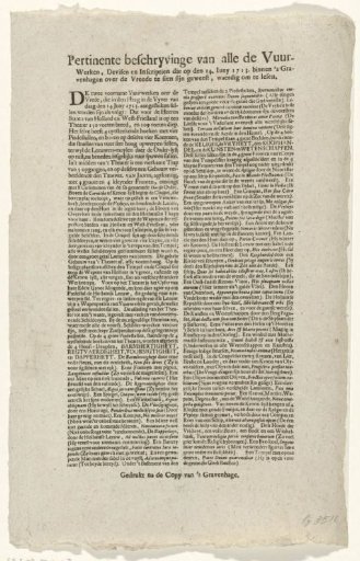 Description of the Fireworks at the Celebration of the Peace of Utrecht in The Hague, 1713