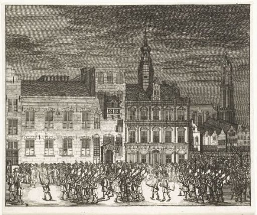 Procession of the Civic Guard at Night, in Front of the Town Hall of Utrecht, 1714