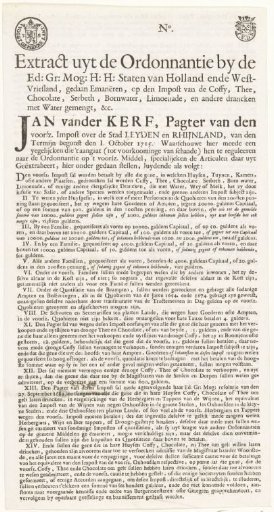 Impost on drinks: coffee, tea, chocolate, etc., 1717